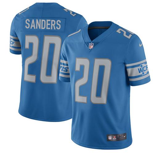 Nike Lions #20 Barry Sanders Blue Team Color Men's Stitched NFL Vapor Untouchable Limited Jersey